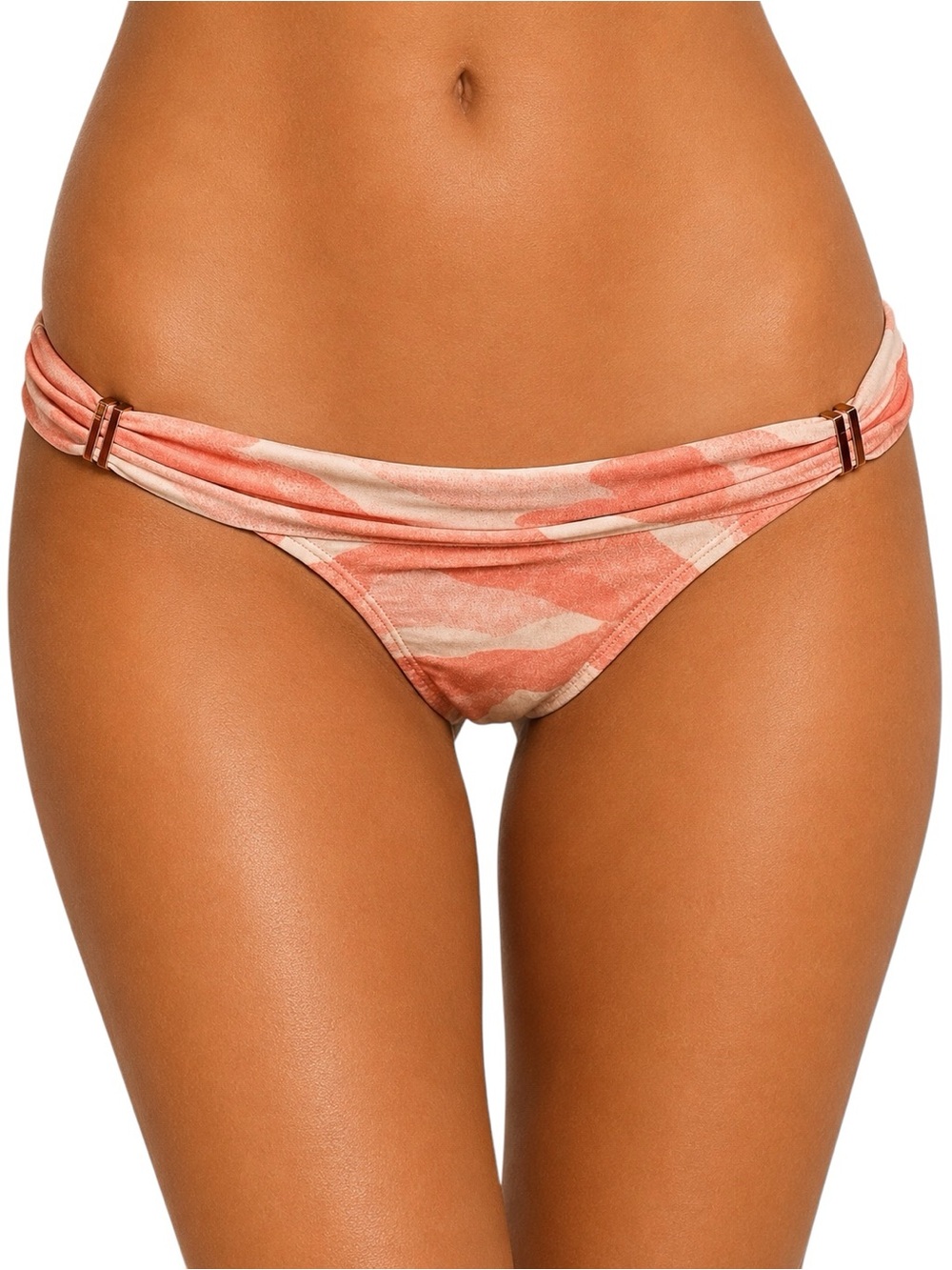ViX Bia Pink Camo Print Gold-tone Hip Accent Bikini Bottom Sz s NEW!